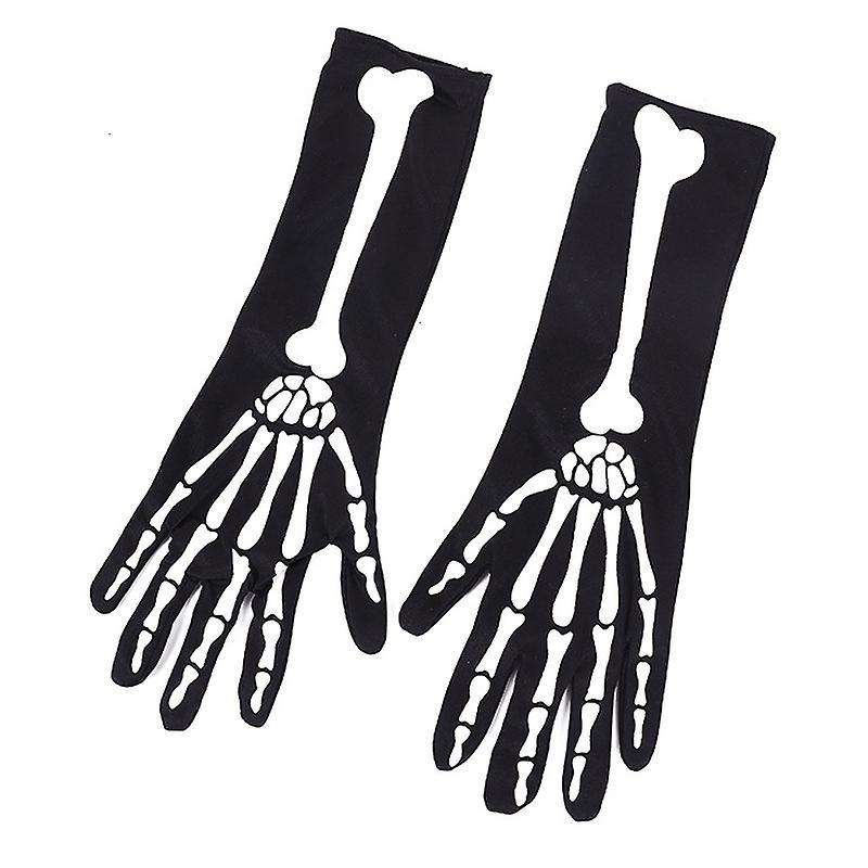 2 Pairs Halloween Skeleton Gloves with Skeleton Arm Sleeve Gloves