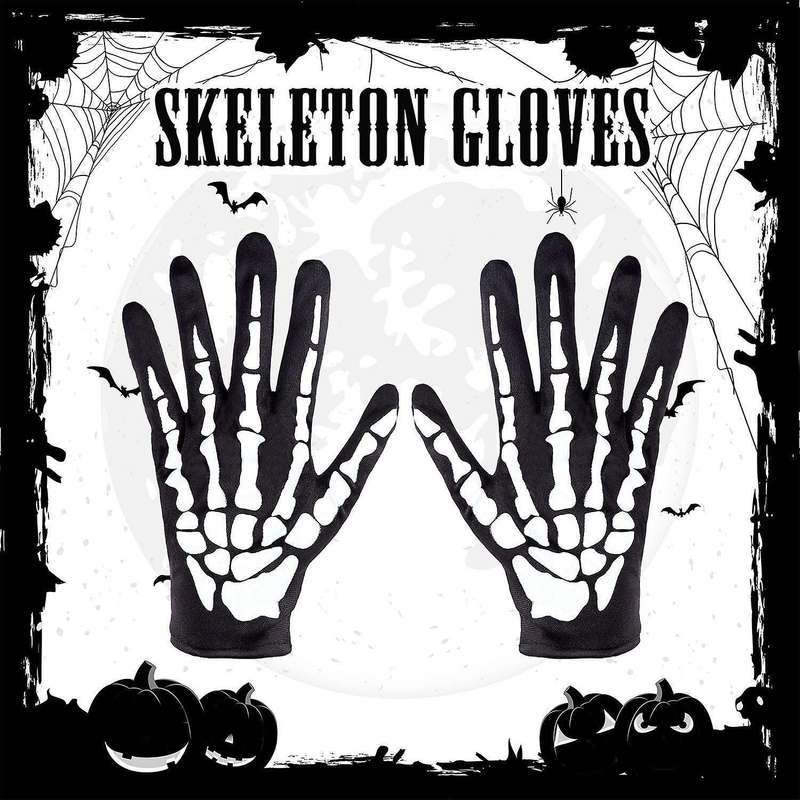 2 Pairs Halloween Skeleton Gloves with Skeleton Arm Sleeve Gloves