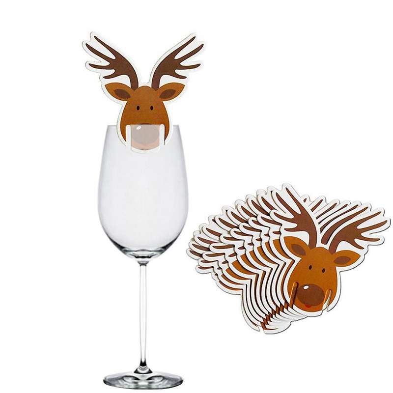 Christmas Cup Card Xmas Party Santa Hat Wine Glass Decoration G