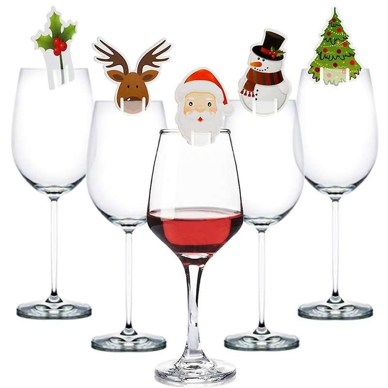 Christmas Cup Card Xmas Party Santa Hat Wine Glass Decoration G