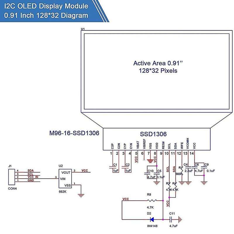 2 Pieces I2c Ssd1306 Oled Display Module Blue I2c Oled Screen Driver