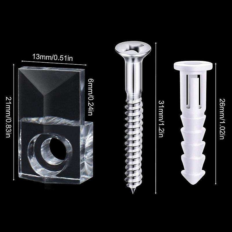 22 Sets Mirror Holder Clips Kit Crystal Clear Plastic Glass Retainer