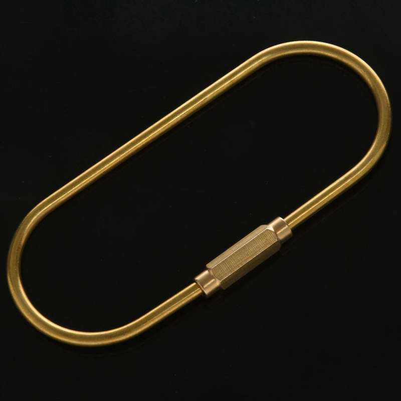 Keychain with Lock Golden Carabiner Survival Camping Equipment Large