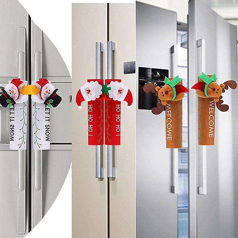 Christmas Fridge Microwave Door Handle Cover Xmas Party Decor-a