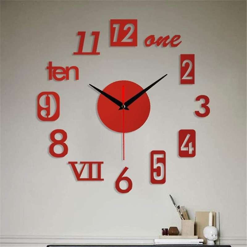 Diy Wall Clock - 3d Mirror Decor,wall Sticker Clock Home Decor Black