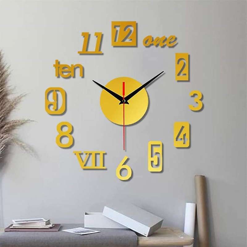 Diy Wall Clock - 3d Mirror Decor,wall Sticker Clock Home Decor Black