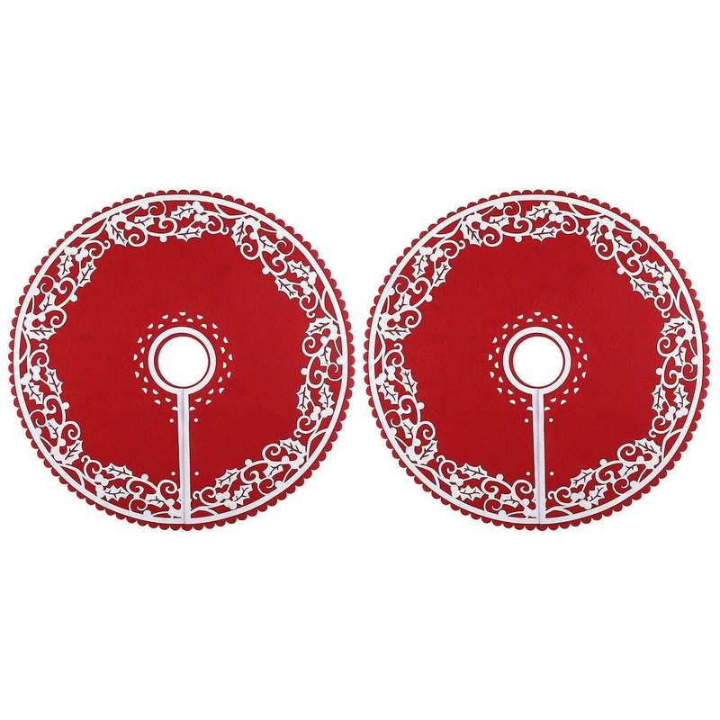 2 Pcs Christmas Tree Skirt - for New Year Party Xmas Decoration