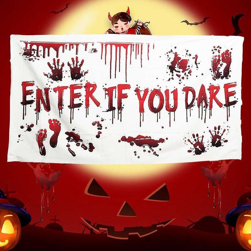 Halloween Ghost Hand Footprints Tablecloth Theme Party Decoration