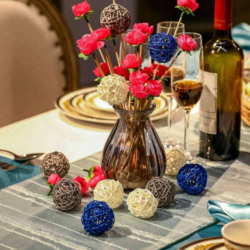 15pcs Rattan Balls Ball Orbs Vase Fillers Table Decor, for Ceiling
