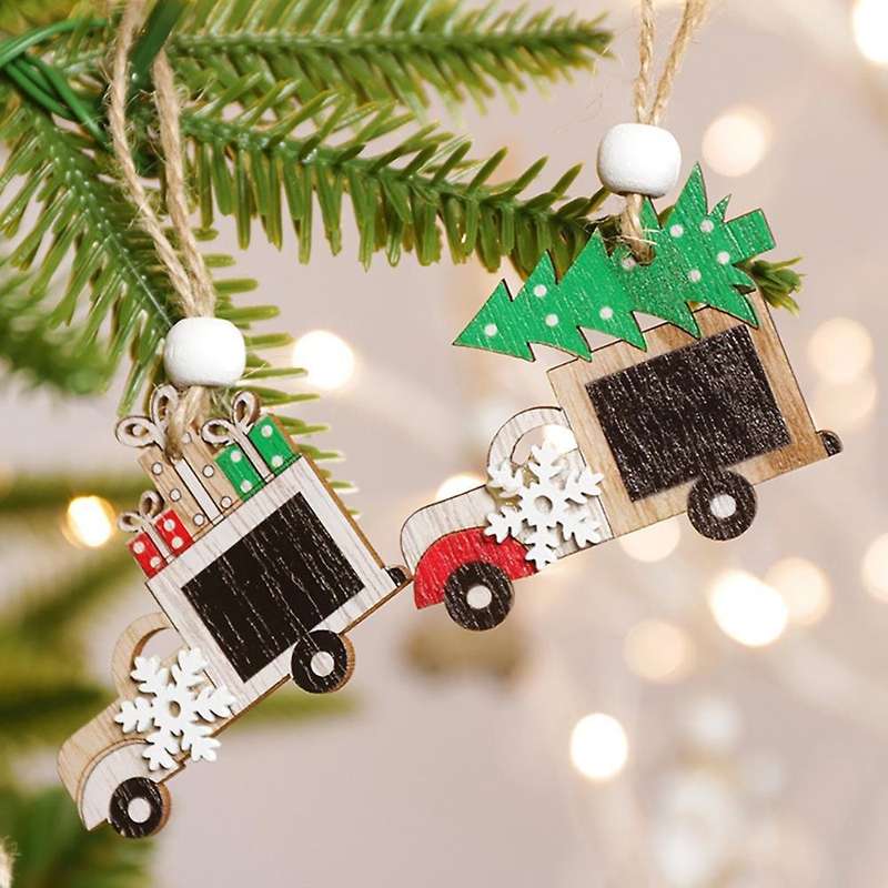12pcs Wood Christmas Tree Pendant Hanging Ornament Home Decor, D