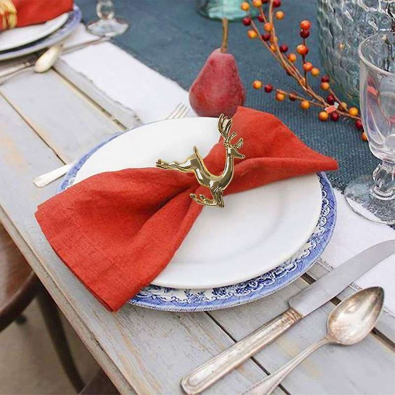 6pcs Gold Elk Napkin Rings for Place Settings,christmas,&home Kitchen