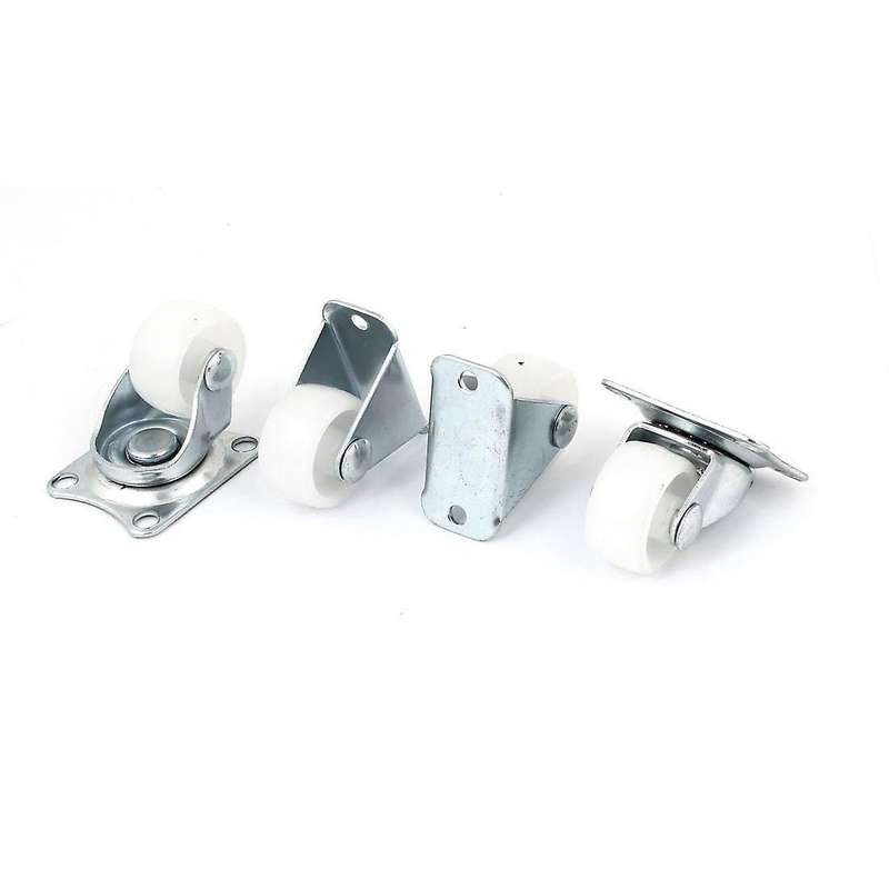 4 Pcs 1" Plastic Wheel Rectangle Top Plate Fixed Swivel Caster Set