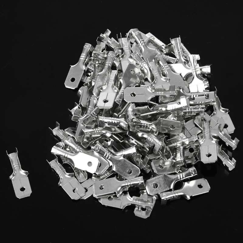6.3mm Male Electrical Spade Crimp Terminals Wiring Connectors 100 Pcs