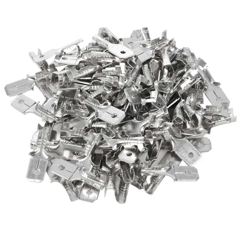 6.3mm Male Electrical Spade Crimp Terminals Wiring Connectors 100 Pcs
