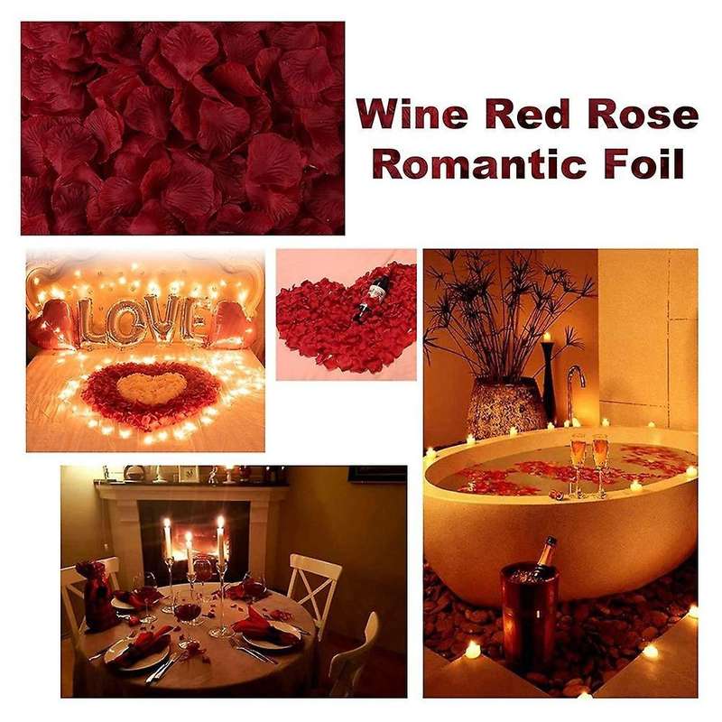 Wine Red Rose Petals for Romantic Night,fake Roses Petals,2000pcs