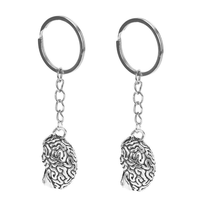 Brain Keychain Alloy Brainiac Iq Key Ring Fob Chain Medicine Human