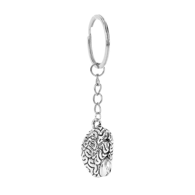 Brain Keychain Alloy Brainiac Iq Key Ring Fob Chain Medicine Human