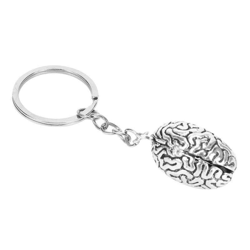 Brain Keychain Alloy Brainiac Iq Key Ring Fob Chain Medicine Human