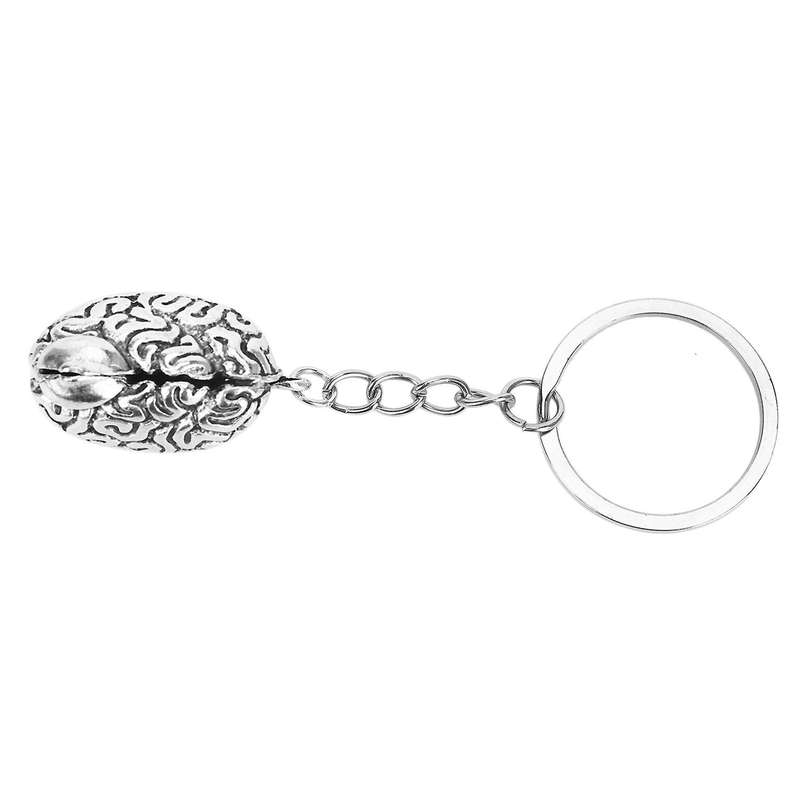 Brain Keychain Alloy Brainiac Iq Key Ring Fob Chain Medicine Human