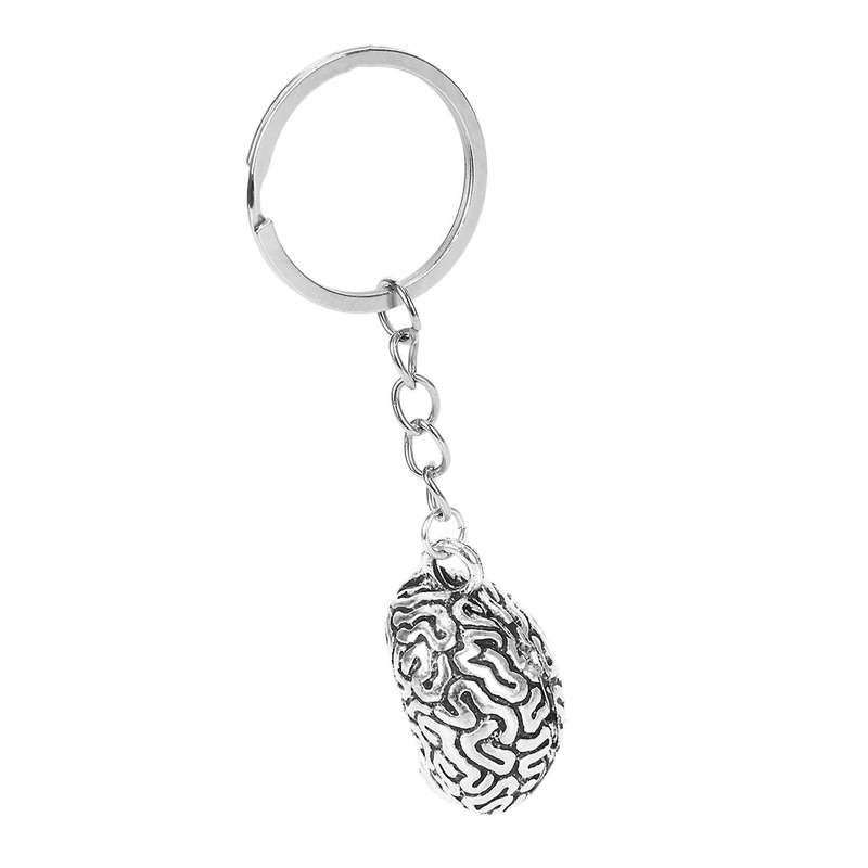 Brain Keychain Alloy Brainiac Iq Key Ring Fob Chain Medicine Human