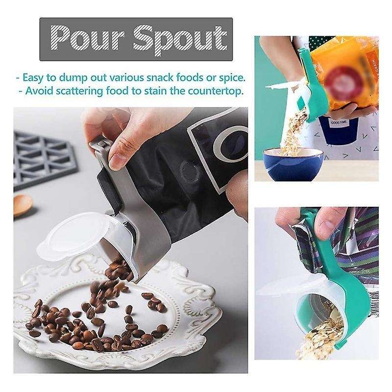 4 Pack Storage Bag Sealing Clips with Pour Spouts,for Food Storage