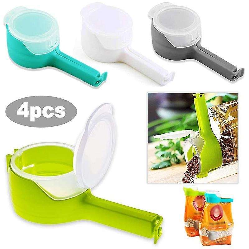 4 Pack Storage Bag Sealing Clips with Pour Spouts,for Food Storage