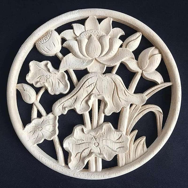 Wooden Carved Onlay Applique Unpainted Wood Applique Vintage Style