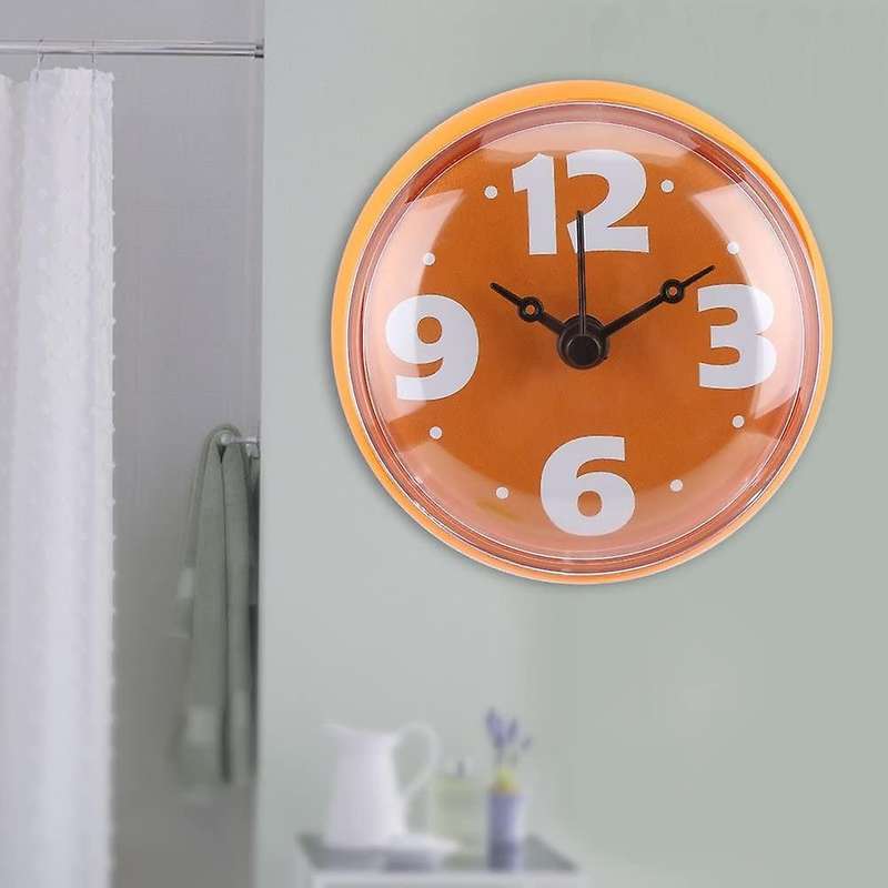 Shower Clock Diameter 7cm Arabic Numerals Dial for Kitchen (orange)