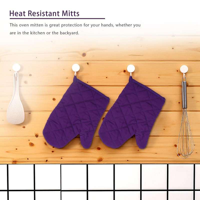 1 Pair Craft Cotton Oven Glove Pot Holder Cooking Mitts Yellow