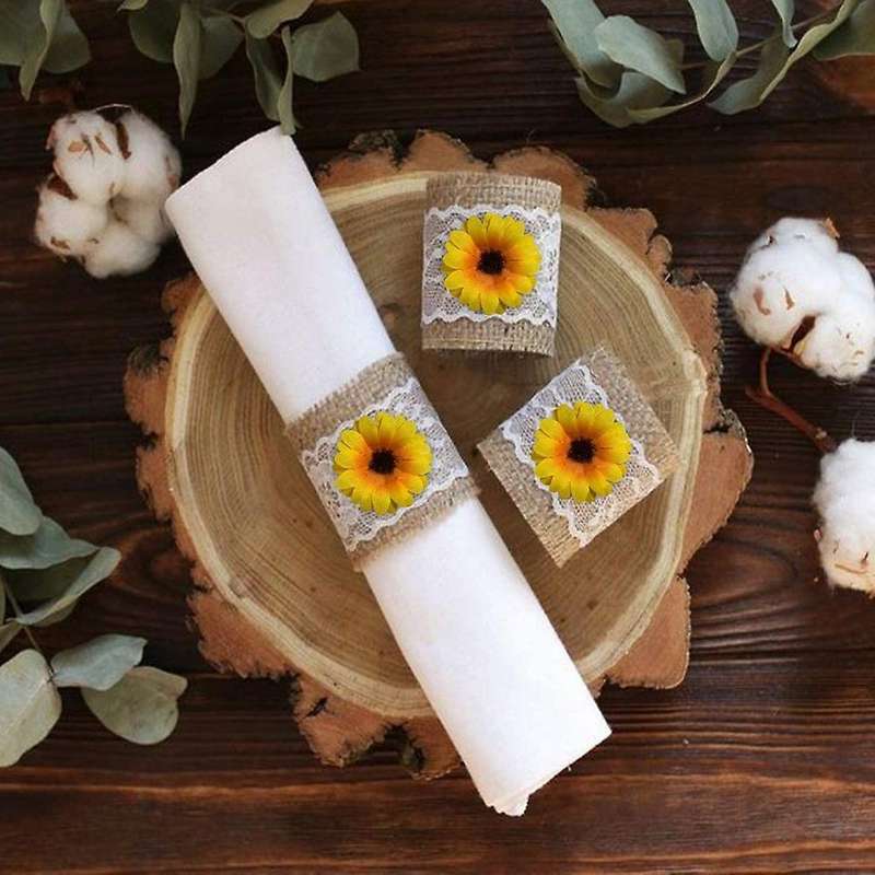 Fall Napkin Rings Set Of 10, Flower Napkin Ring Holders Handmade