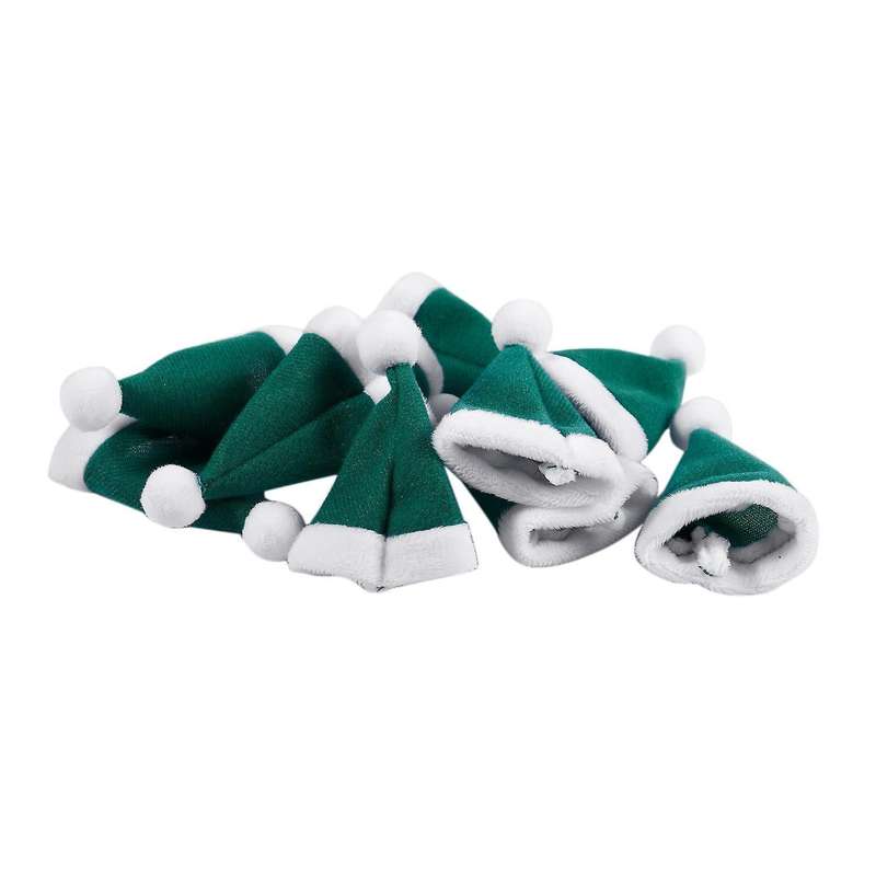 10pcs/set Mini Christmas Hat Santa Claus Hat Gift Caps Green #2