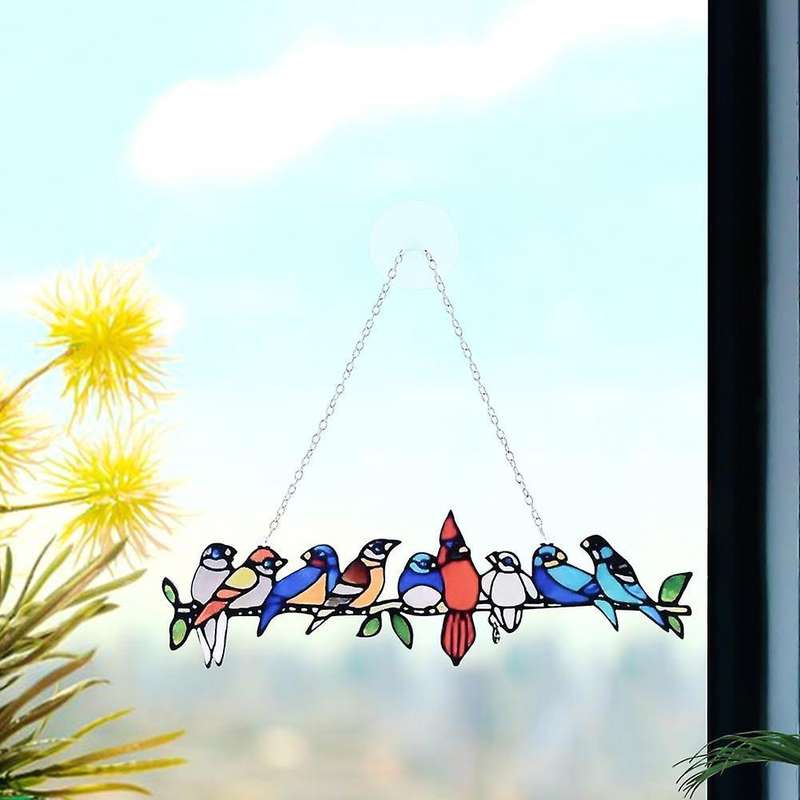 Simple Style Cartoon Birds Window Wall Pendant Home Room Decoration-2