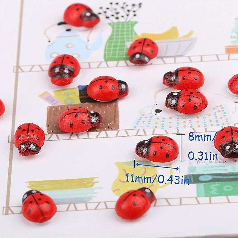 200pcs Mini-marienkfer Aus Holz, Fr Grten, Landschaften, Pflanzen