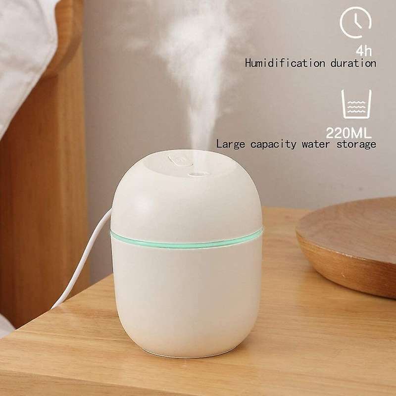 Air Humidifier Usb 220ml Portable Mist Diffuser for Office Car, White