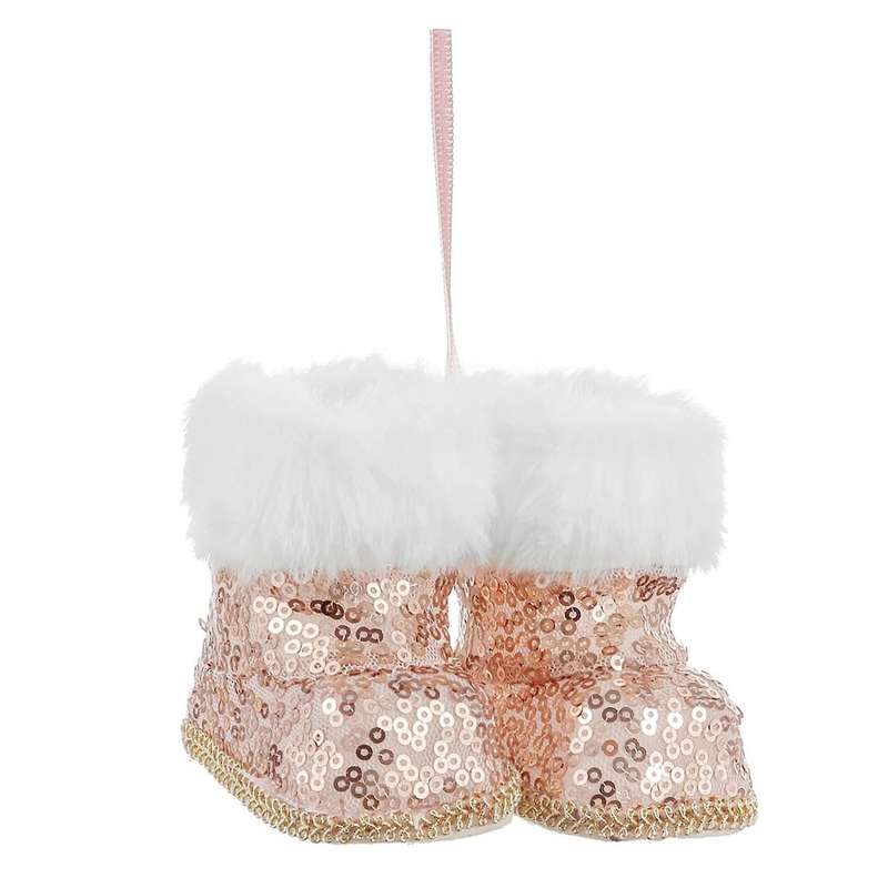 1pair Christmas Boots Ornaments Plush Mini Boots Pendant C