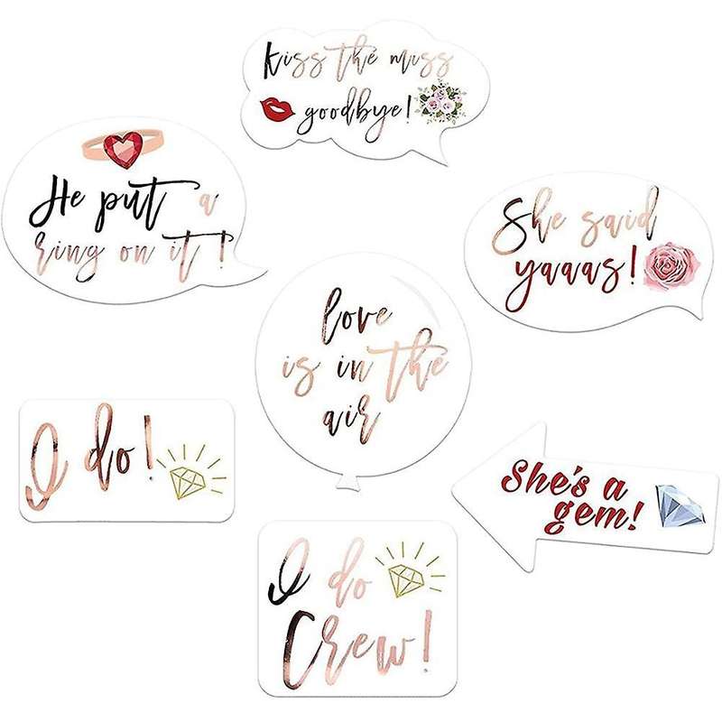 Wedding Photo Props Rose Gold,23 Pcs Hen Party Photo Booth Props
