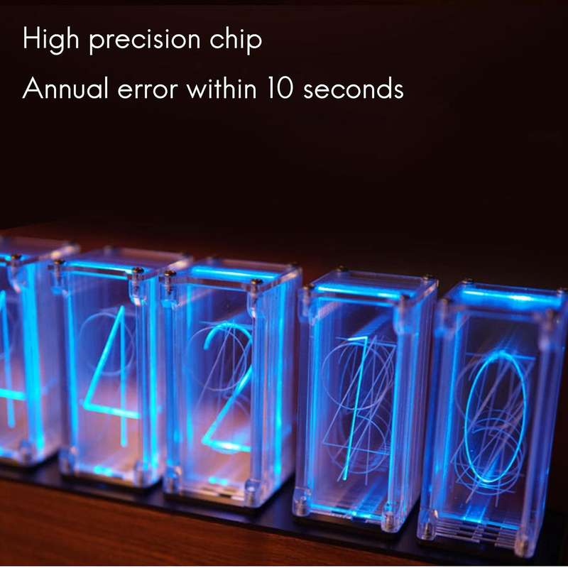 6 Bit Rgb Imitated Tube Clock Digital Led Clock with Usb Cable Black