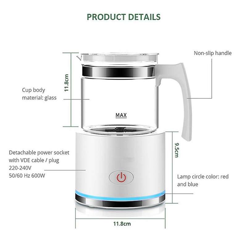 Milk Frother, Warmer with Hot Or Cold Functionality Eu Plug White