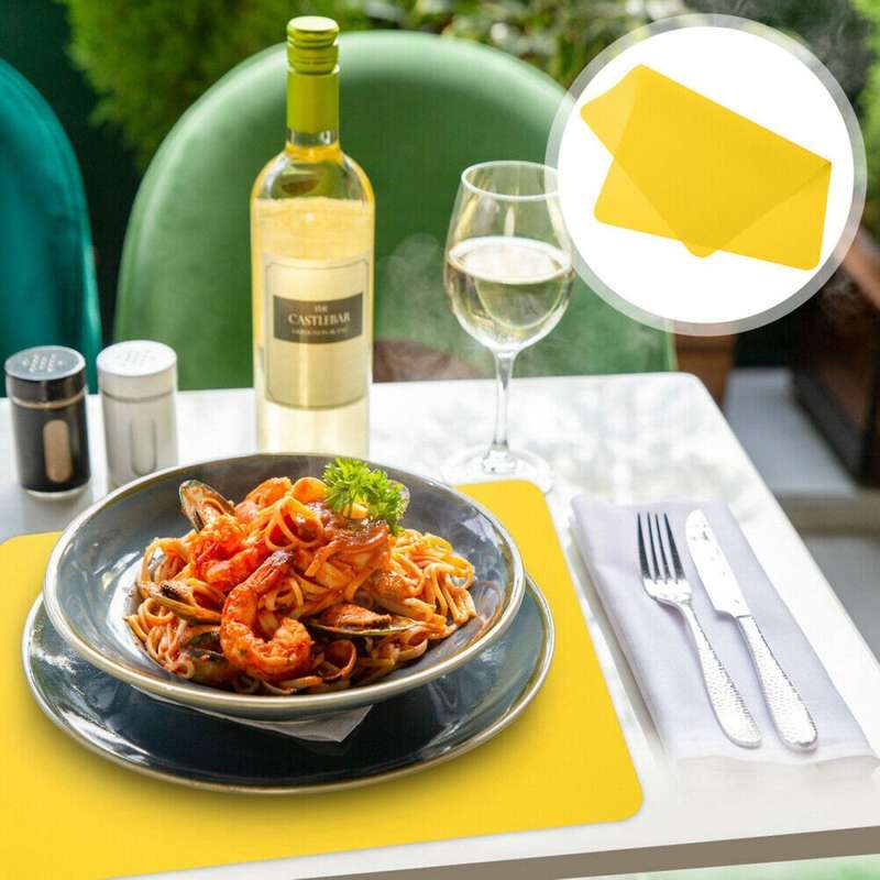 Simple Silicone Placemats Wipeable Non-slip Dinner Mats,yellow