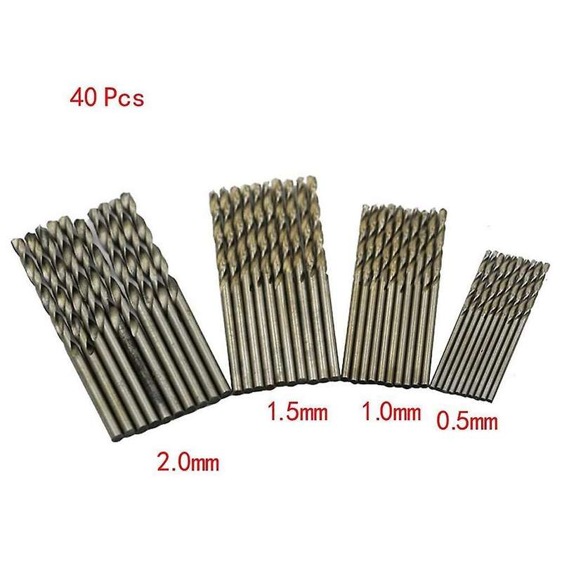40 Pcs 0.5mm-2.0mm Straight Shank Mini Drill Set Small Drill Bits