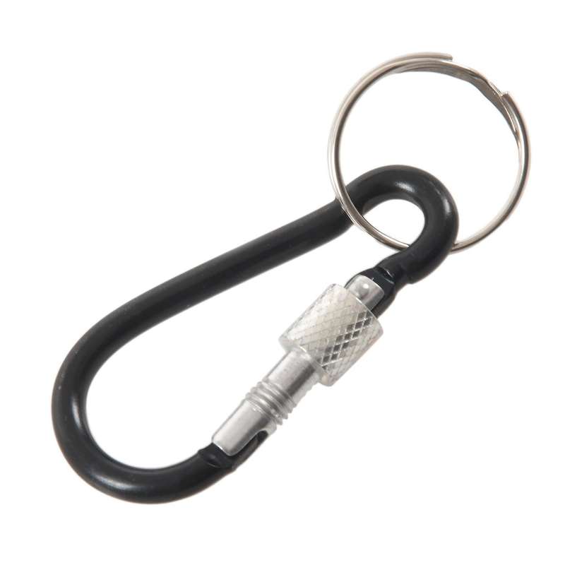 6 Cm Long Black Aluminum Alloy Screw Locking Split Ring Keyring Carabiner Hook