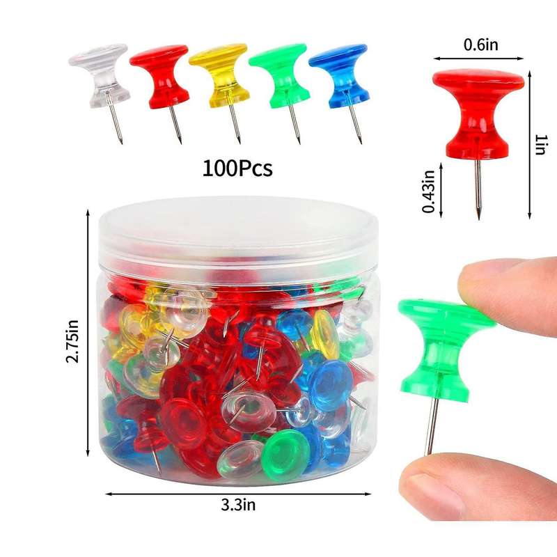 100-pack Large Thumbtacks for Cork Board Bulletin Board