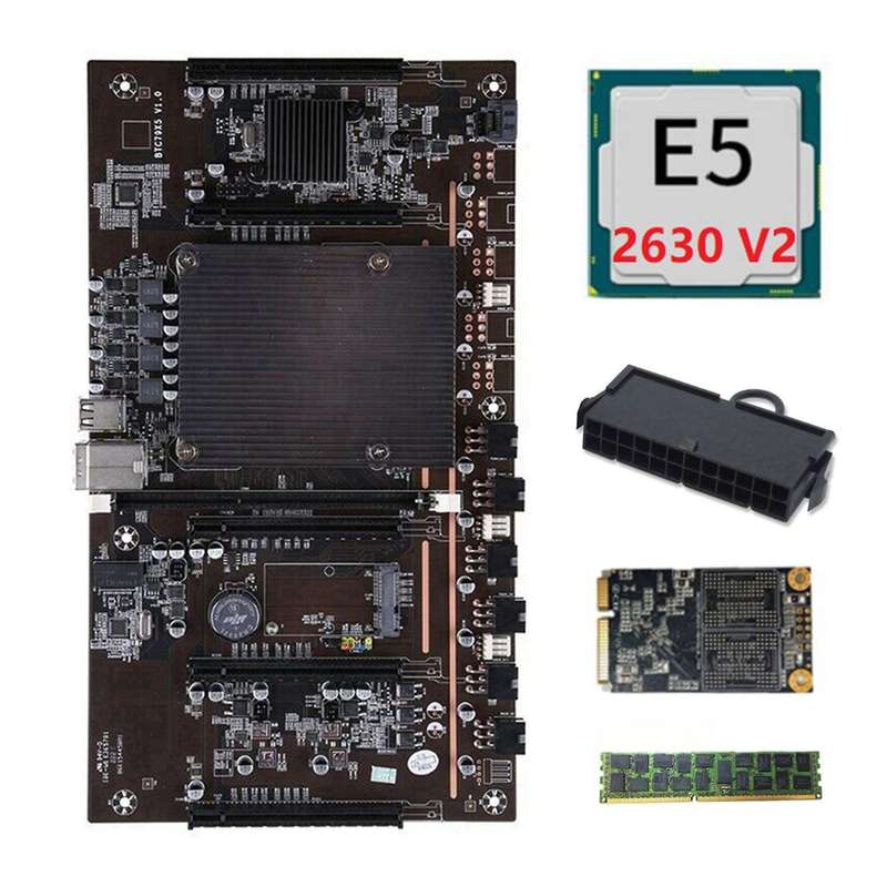 H61 X79 Btc Mining Motherboard with E5 2630 V2 Cpu+recc 4g Ddr3 Ram