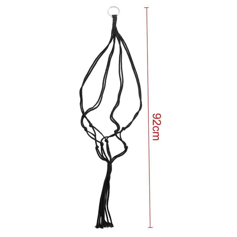 Cotton Rope Cord Plant Hanger Braided Hanging Basket, 92cm Black