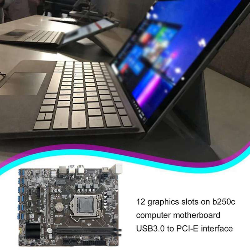 B250c Miner Motherboard+switch Cable with Light+rj45 Cable+sata Cable