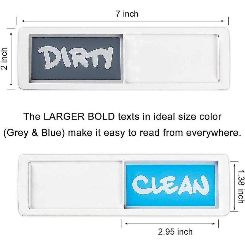Clean Dirty Dishwasher Magnet - Easy to Read Non-scratch Silver
