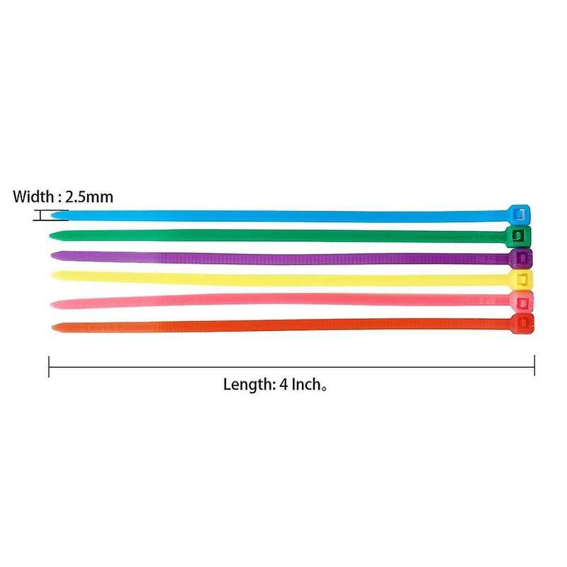 600 Pieces (100 Per Color) Small Colored Zipper Ties