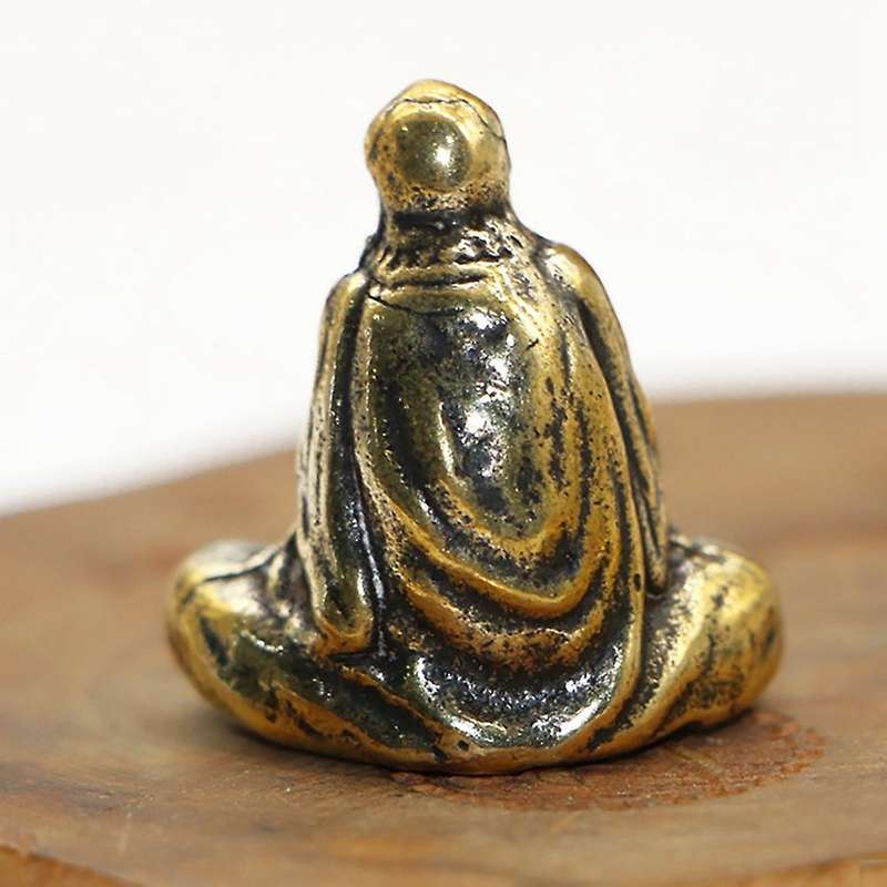 Retro Brass Dharma Buddha Mini Statue Bodhidharma Master Figurines