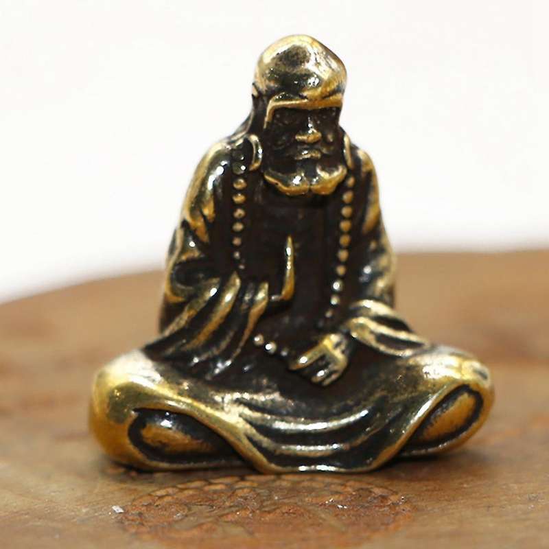 Retro Brass Dharma Buddha Mini Statue Bodhidharma Master Figurines