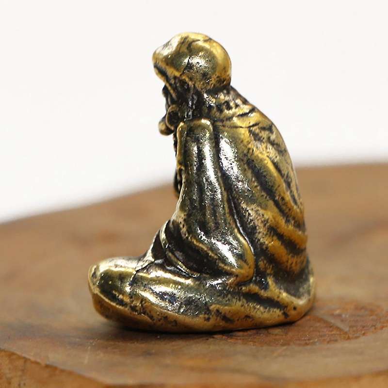 Retro Brass Dharma Buddha Mini Statue Bodhidharma Master Figurines